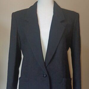 Women's Vintage Black Wool Button Down Blazer Size 8P